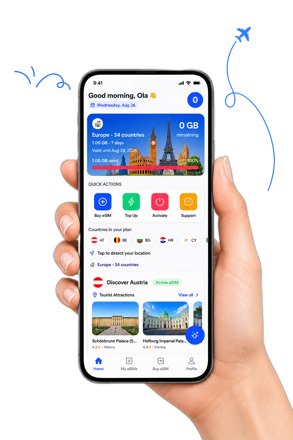 Zig Mobile app home screen on a phone